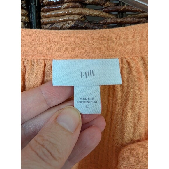 J. Jill Cotton Gauze Popover Top Womens Large  Boho Relaxed Oversized 3/4 Sleeve - Picture 3 of 5